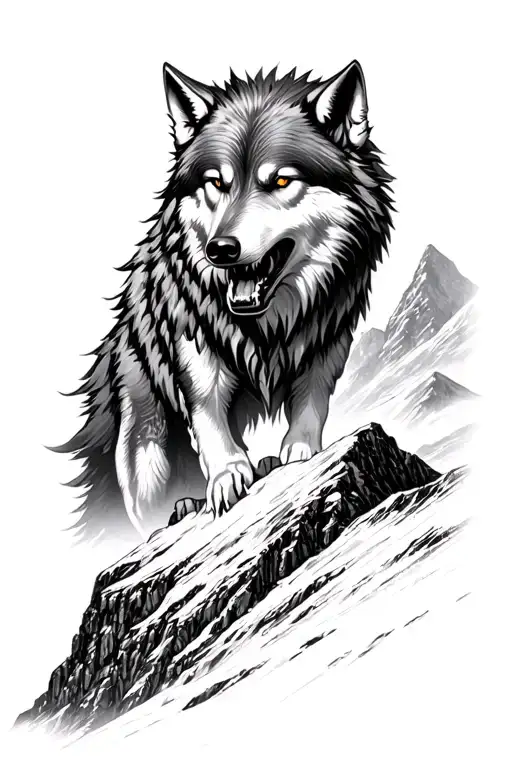 Realistic Fenrir The Wolf Growling Over The Top Of Ben Nevis In Scotland