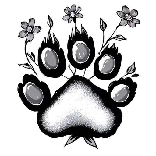 4 Dog Paws With Flowers