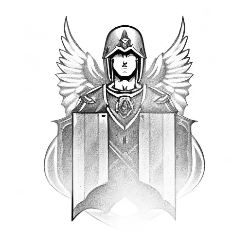 Male Guardian Angel With A Sword And Shield