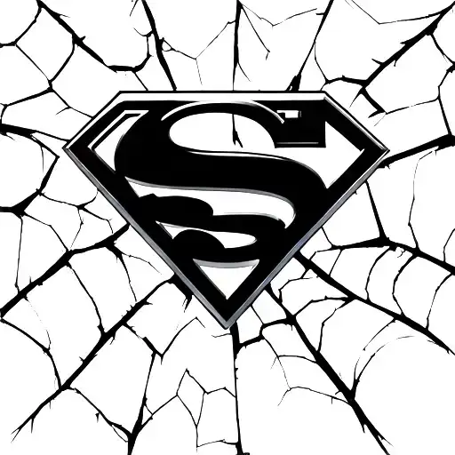 Superman Symbol With Cracks Spidering