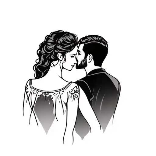 Tattoo Which Represents A Father And A Daughter Of The Back