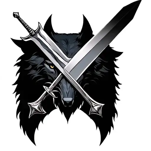 Crest Tattoo For Forearm With Wolf And A Sword It Should Be Geometrical