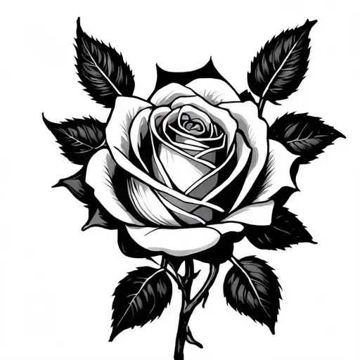 Rose In Black And White Above The Chest With 3 Dates On Three Different Petals