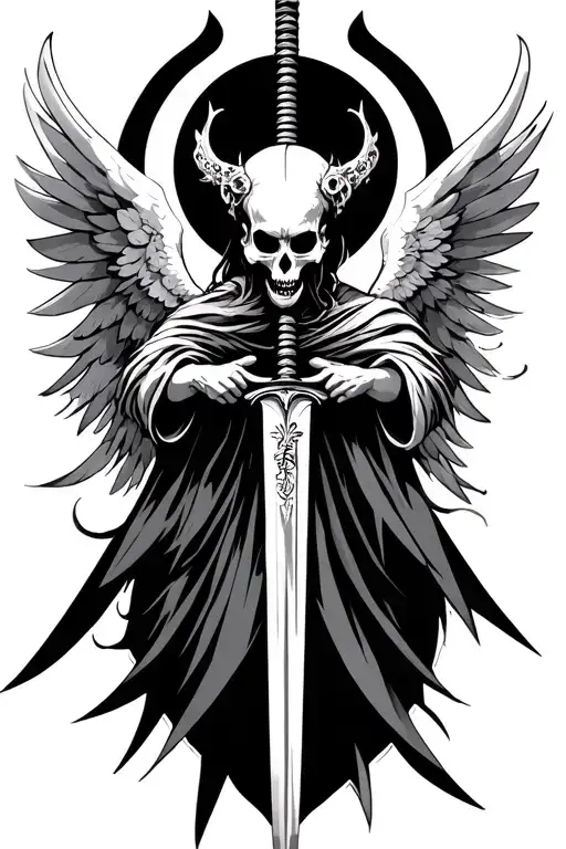 Asian Angel Of Death With A Sword