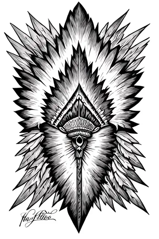 Indian Arrowhead Memorial Tattoo Design Incorporating A Spot For Two Signatures