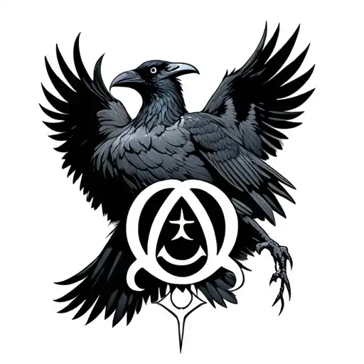 Raven With Alpha Omega Symbol