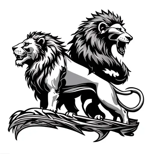 Lion On Top And Spartan In Middle Surrounded