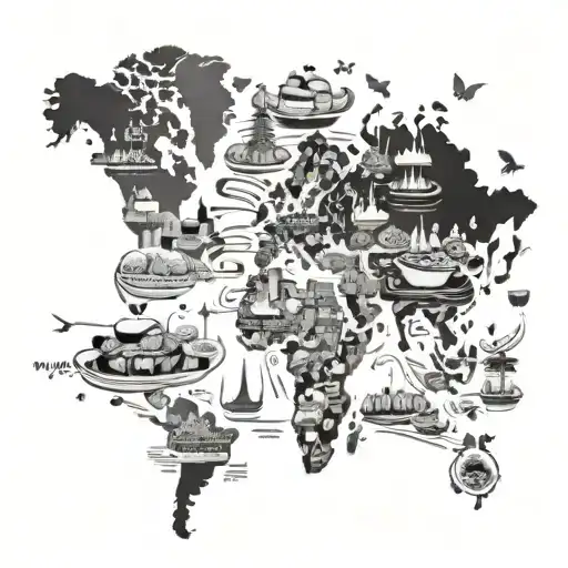 A Map Of The World Made Up Of Various Cuisines And Dishes From Different Countries