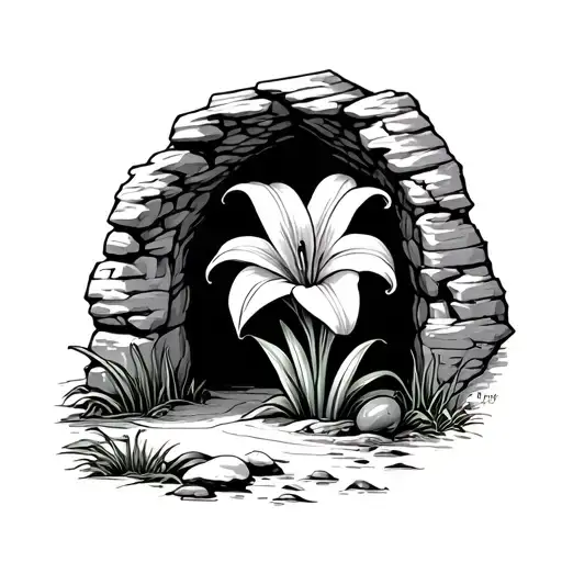 Easter Lily At Cave Entrance