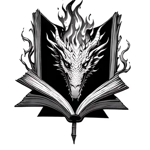 Dragon Breathing Fire Coming Out Of Book