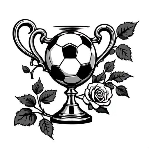 Soccer World Cup Trophie With A Rose And The Vine Wrapped Around The Trophie