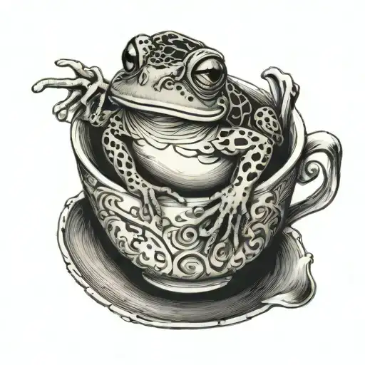 A Frog Inside A Vintage Cup