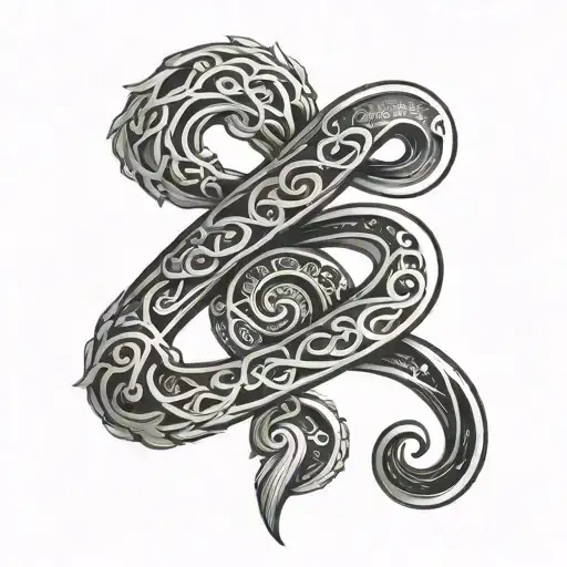 A Stylized Infinity Symbol With A Small Cute Hachu Character Hidden Within The Design