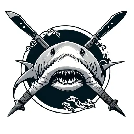 Shark And Crossed Rowing Blades