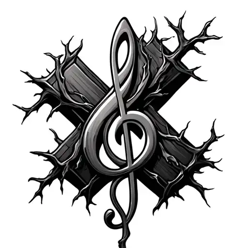 The Treble Clef Vine Is Made Of Vines Merge Into Cross Made Of Thorns