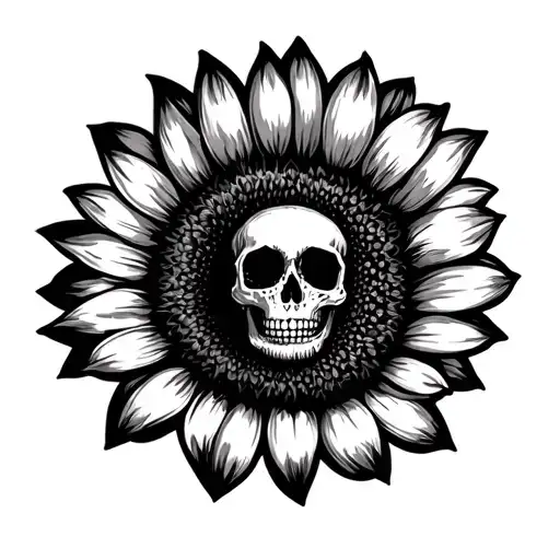 Skull An Sunflower Blooming