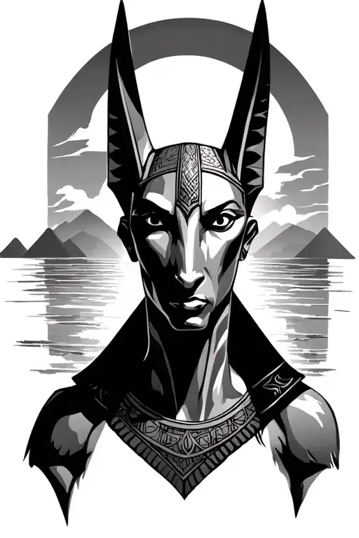 Anubis God Pyramid Sunset