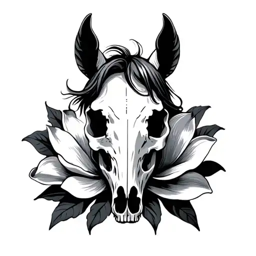 Horse Skull Magnolia Flower