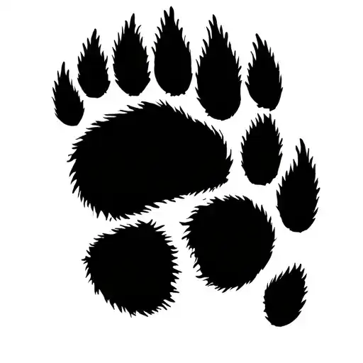 Bear Paw With Two Baby Bear Paws Joined Together