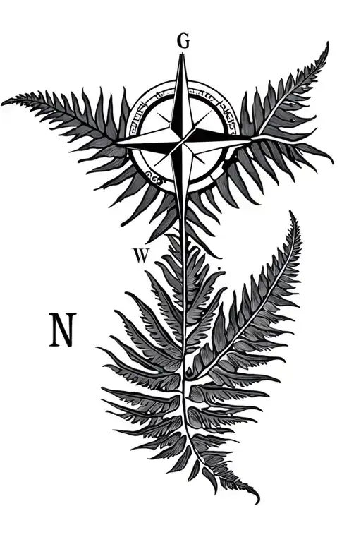 New Zealand Silver Fern Compass Rose Nautical