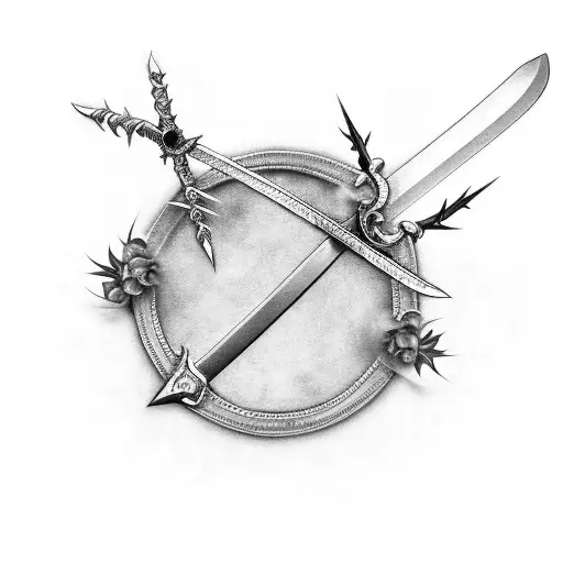 Sword With Thorns And Butterflies