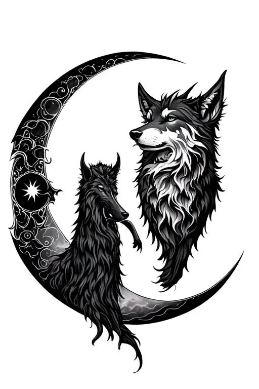 Skoll And Hati Chasing The Sun Moon