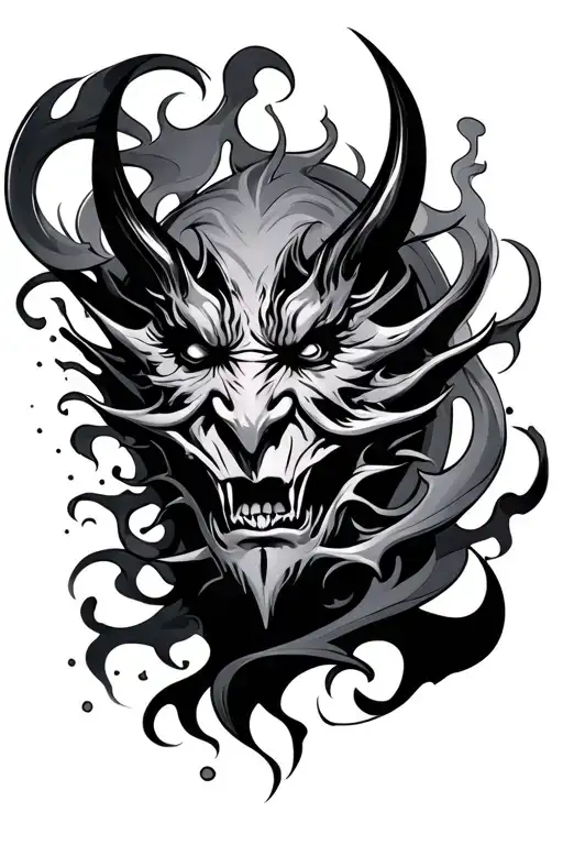 Abstract Demon Faces And Smoke