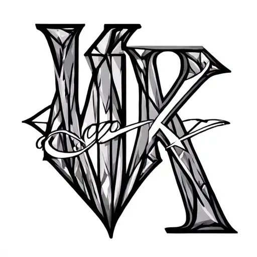 Diamond Outline With A And K Name Letter