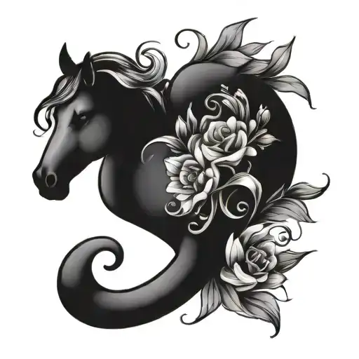 Horse Shoes Shaped As A Heart With Flowers Growing