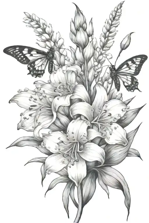 Lily Of The Valley Gladiolus Lotus Flowers Bloominwith Bee Flying Towards Living