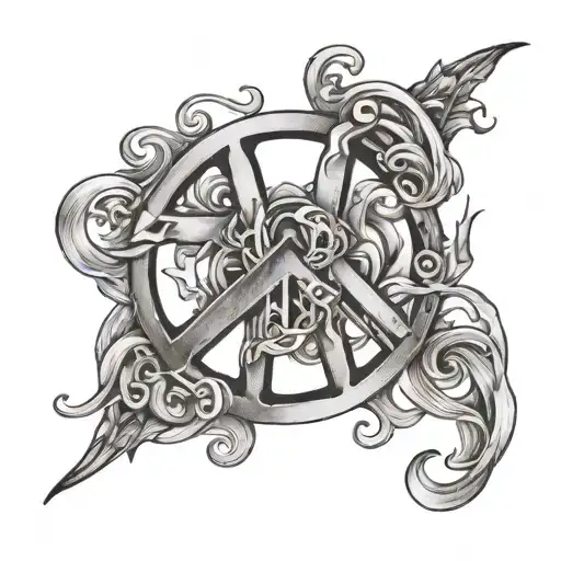 Peace Sign Gemini Zodiac Sign Intertwined