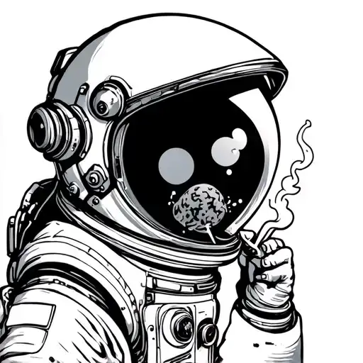 Spaceman Smoking In Outer Space