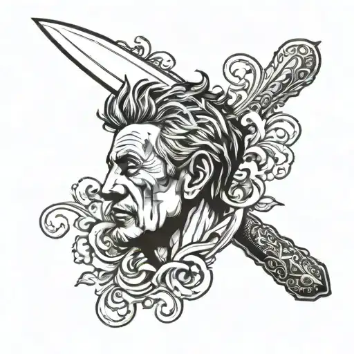 Remmy With A Chef Knife Bourdain Logo Combined