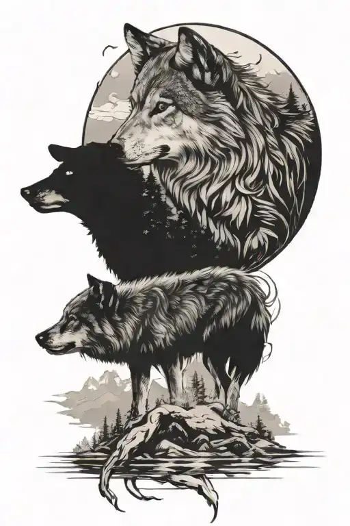 Wolf Watching Over Pack