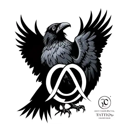 Raven With Alpha Omega Symbol
