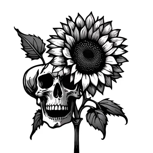 Skull An Sunflower Growing