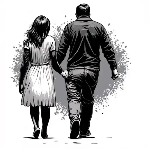 Dad Daughter Walking Hand In Hand