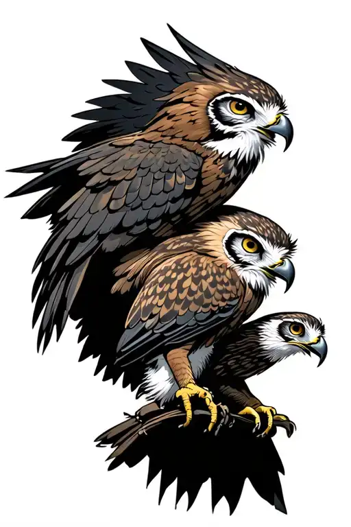 Owl And Hawk Fighting