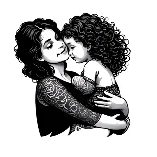 A Mother With Curly Hair Holding Her Child