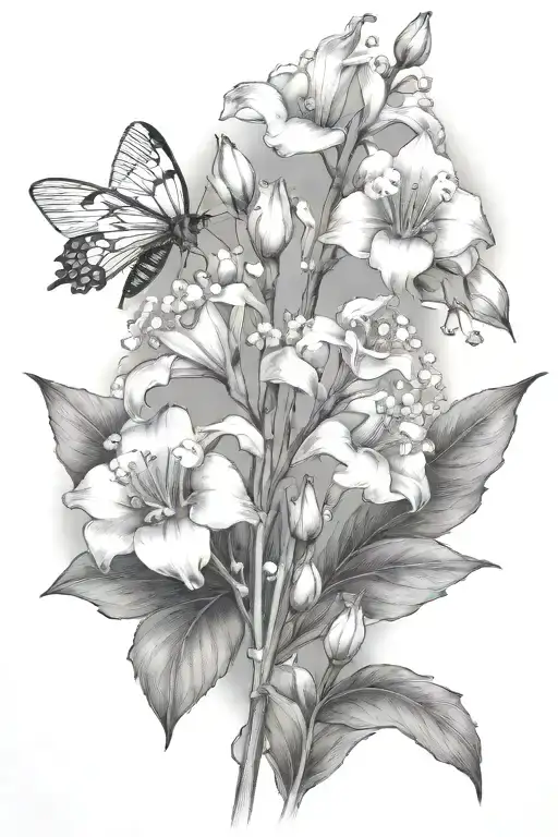 Lily Of The Valley Gladiolus Lotus Flowers Bloominwith Bee Flying Towards Living