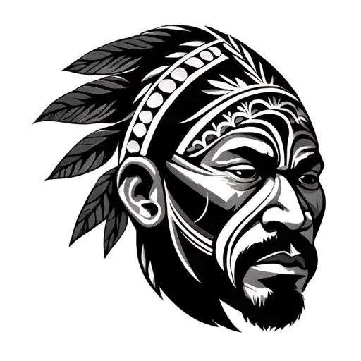 Papua New Guinea Mans Face In Tribal