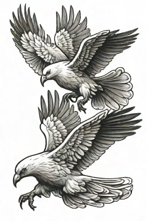 2 Doves Flying Eagle