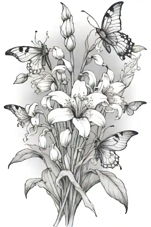 Lily Of The Valley Gladiolus Lotus Flowers Bloominwith Bee Flying Towards Living