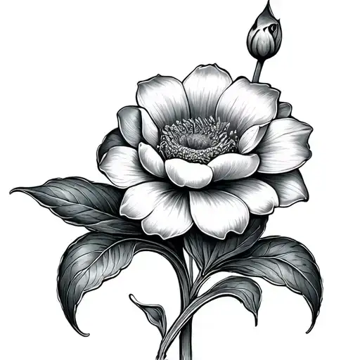 Snake Coiled Around A Single Flower