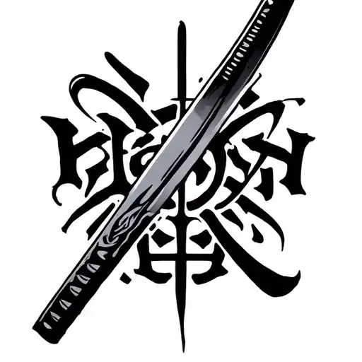 Katana Sword With Katana Text Written