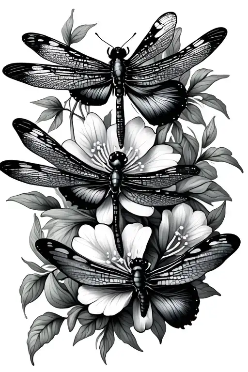 Dragonflies And Butterflies Intertwined With Belladonna And Oleander Flowers