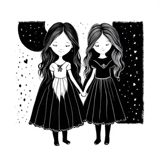 Elder Sister And Younger Sister Holding Hands