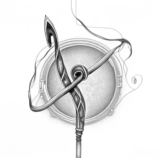 A Black And Grey Tattoo Of A Music Note Intertwined With Electrical Wires