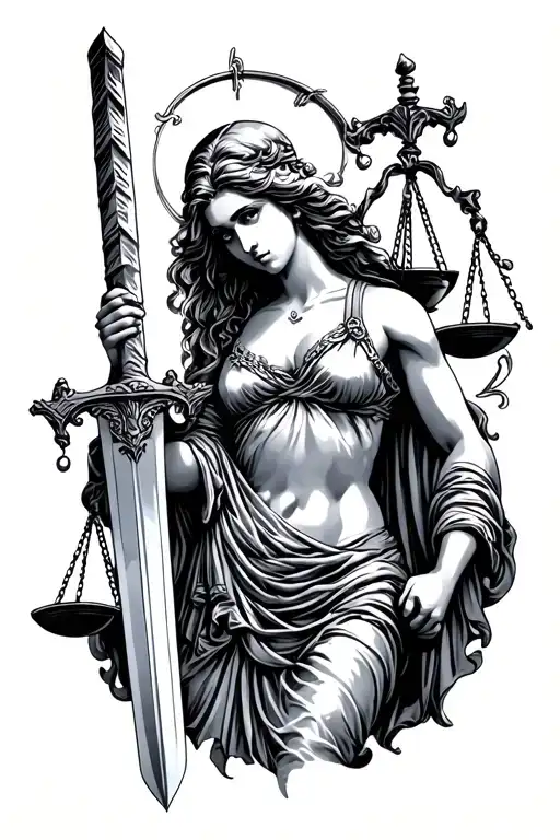 Lady Justice Holding Sword