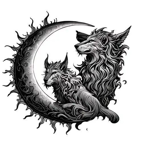 Skoll And Hati Chasing The Sun Moon